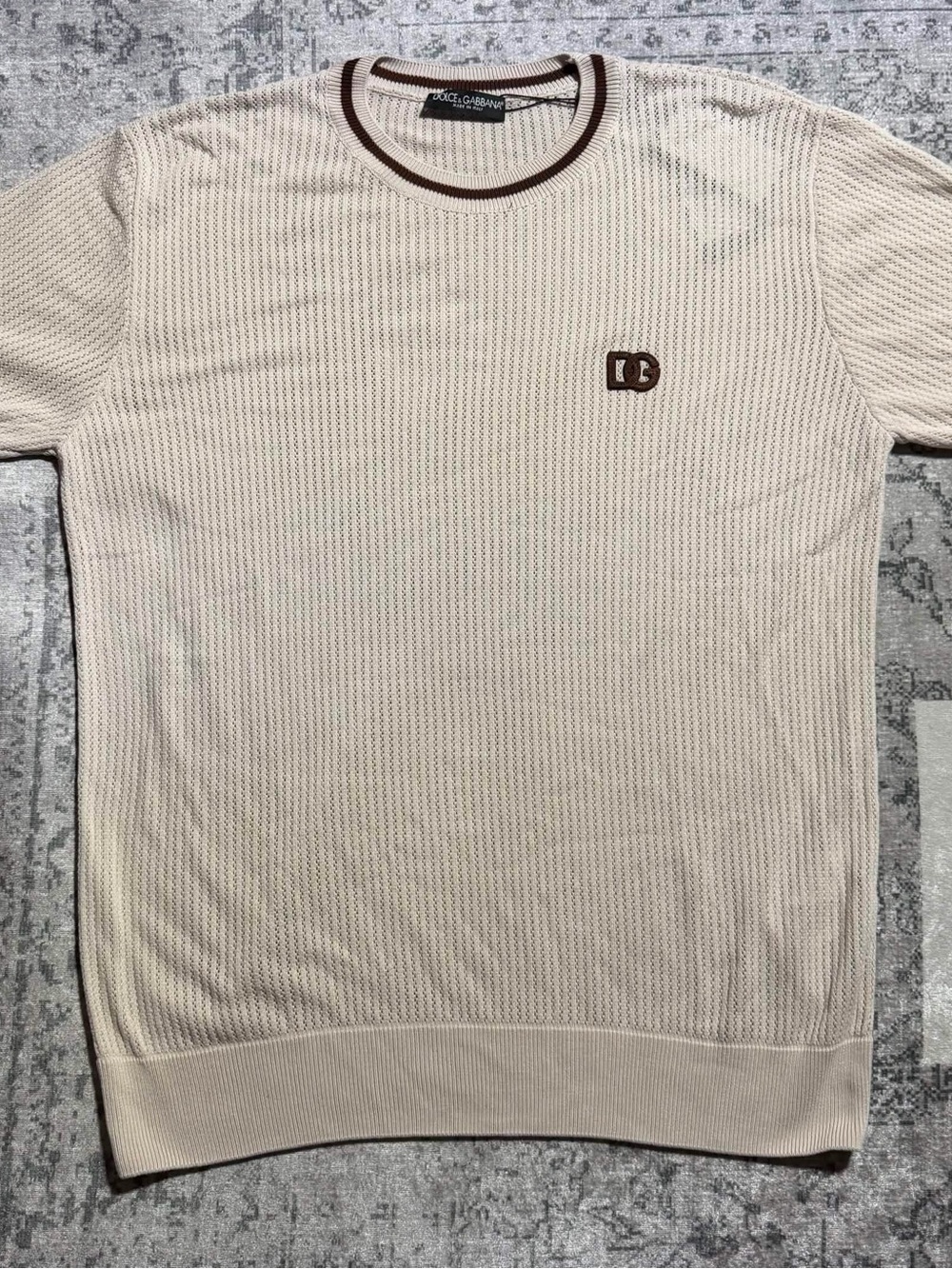 Dolce & Gabbana Cream Knit T-Shirt Size Large/48